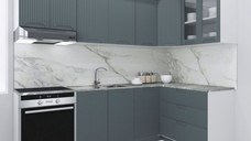 Set bucatarie SPACE COLT 240x140 cm, 9 corpuri, blat termorezistent, fronturi MDF, antracit