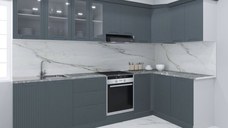 Set bucatarie SPACE COLT 300x140 cm, 11 corpuri, blat termorezistent, fronturi MDF, antracit