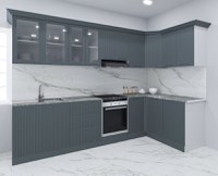 Set bucatarie SPACE COLT 300x140 cm, 11 corpuri, blat termorezistent, fronturi MDF, antracit - 1