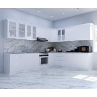 Set bucatarie SPACE COLT 300x250 cm, 15 corpuri, blat termorezistent, fronturi MDF, alb rustic - 1