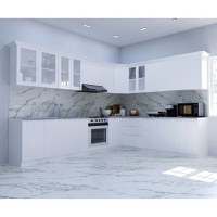 Set bucatarie SPACE COLT 300x250 cm, 15 corpuri, blat termorezistent, fronturi MDF, alb rustic - 1