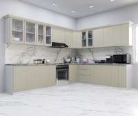 Set bucatarie SPACE COLT 300x250 cm, 15 corpuri, blat termorezistent, fronturi MDF, crem - 1