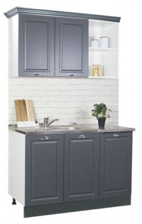 Set bucatarie SQUARE 120 cm, 2 corpuri, blat termorezistent, fronturi MDF, antracit - 1