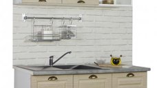 Set bucatarie SQUARE 120 cm, 2 corpuri cu sertar, blat termorezistent, fronturi MDF fag