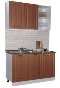 Set bucatarie SQUARE 120 cm, 4 corpuri, blat termorezistent, fronturi MDF, stejar antichizat - 1