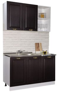 Set bucatarie SQUARE 120 cm, 4 corpuri, blat termorezistent, fronturi MDF, wenge antichizat - 1
