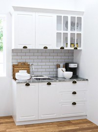 Set bucatarie SQUARE 140.01 cm, 4 corpuri, blat termorezistent, fronturi MDF, alb rustic - 1