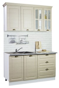 Set bucatarie SQUARE 140.01 cm, 4 corpuri, blat termorezistent, fronturi MDF, fag rustic - 1
