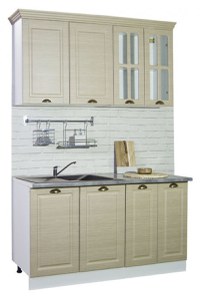 Set bucatarie SQUARE 140 cm, 4 corpuri, blat termorezistent, fronturi MDF, fag rustic - 1