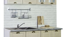 Set bucatarie SQUARE 140 cm, 4 corpuri, blat termorezistent, fronturi MDF, fag rustic