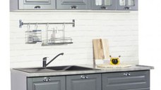 Set bucatarie SQUARE 140 cm, 4 corpuri, cu sertare, blat termorezistent, fronturi MDF, antracit