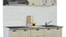 Set bucatarie SQUARE 160 cm, 6 corpuri, blat termorezistent, fronturi MDF, fag