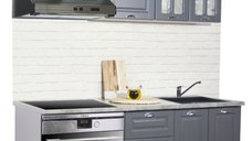 Set bucatarie SQUARE 160 cm, 6 corpuri, corp cuptor, cu sertare, blat termorezistent, fronturi MDF, antracit