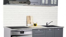 Set bucatarie SQUARE 160 cm, 6 corpuri, corp cuptor, cu sertare, blat termorezistent, fronturi MDF, antracit