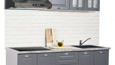 Set bucatarie SQUARE 160 cm, 6 corpuri, cu sertare, blat termorezistent, fronturi MDF, antracit