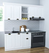Set bucatarie SQUARE 180 cm, 3 corpuri, blat termorezistent, fronturi MDF, alb rustic - 1