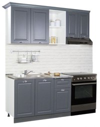 Set bucatarie SQUARE 180 cm, 3 corpuri, blat termorezistent, fronturi MDF, antracit - 1