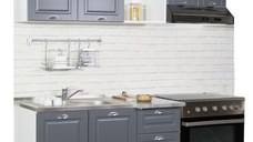 Set bucatarie SQUARE 180 cm, 3 corpuri, blat termorezistent, fronturi MDF, antracit