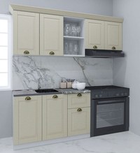 Set bucatarie SQUARE 180 cm, 3 corpuri, blat termorezistent, fronturi MDF, fag - 1