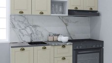 Set bucatarie SQUARE 180 cm, 3 corpuri, blat termorezistent, fronturi MDF, fag