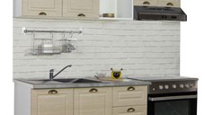 Set bucatarie SQUARE 180 cm, 3 corpuri, blat termorezistent, fronturi MDF, fag