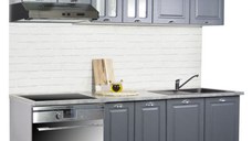 Set bucatarie SQUARE 200 cm, 6 corpuri, blat termorezistent, fronturi MDF, antracit