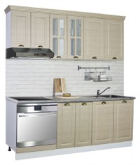 Set bucatarie SQUARE 200 cm, 6 corpuri, blat termorezistent, fronturi MDF, fag rustic - 1