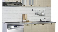 Set bucatarie SQUARE 200 cm, 6 corpuri, blat termorezistent, fronturi MDF, fag rustic