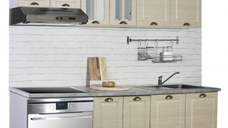 Set bucatarie SQUARE 200 cm, 6 corpuri, blat termorezistent, fronturi MDF, fag rustic