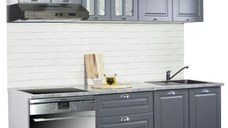 Set bucatarie SQUARE 200 cm, 6 corpuri, corp cuptor, blat termorezistent, fronturi MDF, antracit