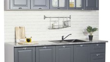 Set bucatarie SQUARE 200 cm, 6 corpuri, cu sertare, blat termorezistent, fronturi MDF, antracit