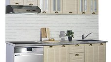 Set bucatarie SQUARE 220 cm, 8 corpuri, blat termorezistent, fronturi MDF, fag rustic