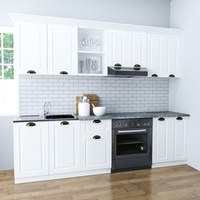 Set bucatarie SQUARE 240 cm, 5 corpuri, blat termorezistent, fronturi MDF, alb rustic - 1