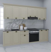 Set bucatarie SQUARE 240 cm, 8 corpuri, corp cuptor, blat termorezistent, fronturi MDF, fag - 1