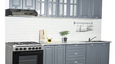 Set bucatarie SQUARE 260 cm, 7 corpuri, blat termorezistent, fronturi MDF, antracit