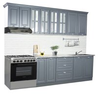 Set bucatarie SQUARE 260 cm, 7 corpuri, blat termorezistent, fronturi MDF, antracit - 1