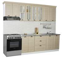 Set bucatarie SQUARE 260 cm, 7 corpuri, blat termorezistent, fronturi MDF, fag - 1