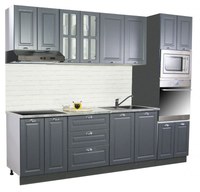 Set bucatarie SQUARE 260 cm, 7 corpuri, corp cuptor + microunde, blat termorezistent, fronturi MDF, antracit - 1