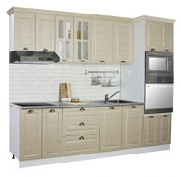 Set bucatarie SQUARE 260 cm, 7 corpuri, corp cuptor + microunde, blat termorezistent, fronturi MDF, fag - 1