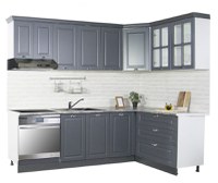 Set bucatarie SQUARE COLT 240x140 cm, 9 corpuri, blat termorezistent, fronturi MDF, antracit - 1