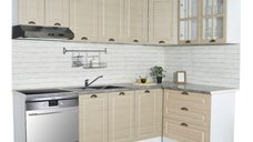 Set bucatarie SQUARE COLT 240x140 cm, 9 corpuri, blat termorezistent, fronturi MDF, fag