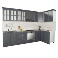 Set bucatarie SQUARE COLT 300x140 cm, 11 corpuri, blat termorezistent, fronturi MDF, antracit - 1