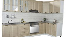 Set bucatarie SQUARE COLT 300x140 cm, 11 corpuri, blat termorezistent, fronturi MDF, fag