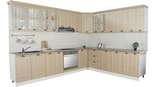 Set bucatarie SQUARE COLT 300x250 cm, 15 corpuri, blat termorezistent, fronturi MDF, fag