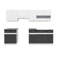 Set Bucatarie YANA, L 240, 7 corpuri, blat termorezistent, corp alb, fronturi gri + alb - 1