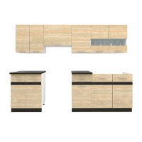 Set Bucatarie YANA, L 240, 7 corpuri, blat termorezistent, corp alb, fronturi sonoma deschis + inchis - 1