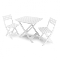 Set camping cu masuta + 2 scaune, alb, 142x44x79 cm - 1
