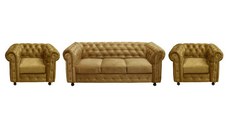 Set CHESTERFIELD 3-1-1, canapea  extensibila 3 locuri si 2 fotolii fixe, galben