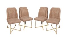 Set de 4 scaune baroc MADRID, auriu si maro, dimensiuni 50x49x90 cm
