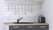 Set de bucatarie GERMANIA 120 cm, 4 corpuri, 1 sertar, blat gros antracit si sonoma